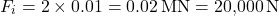 \[F_i = 2 \times 0.01 = 0.02 \, \text{MN} = 20{,}000 \, \text{N}\]