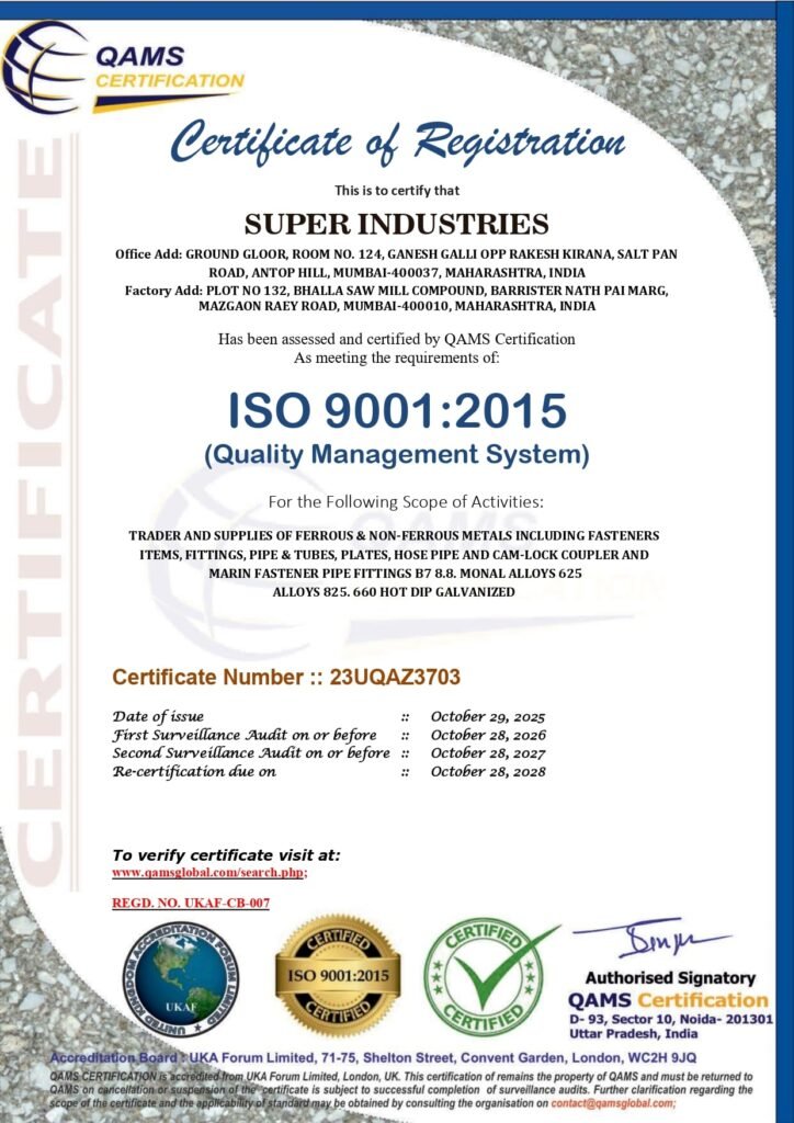 ISO certificate of super industries india